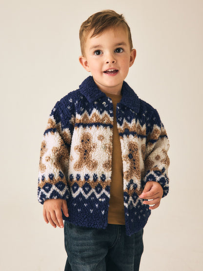 Navy Gingerbread Borg Fleece Shacket (3mths-7yrs) - image 1