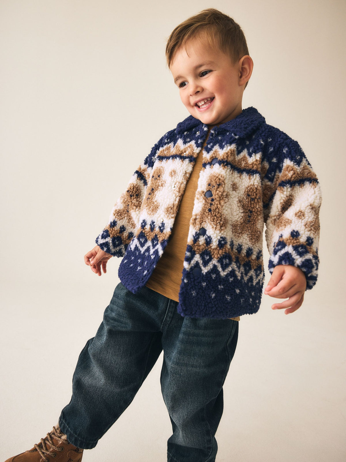 Navy Gingerbread Borg Fleece Shacket (3mths-7yrs) - image 2