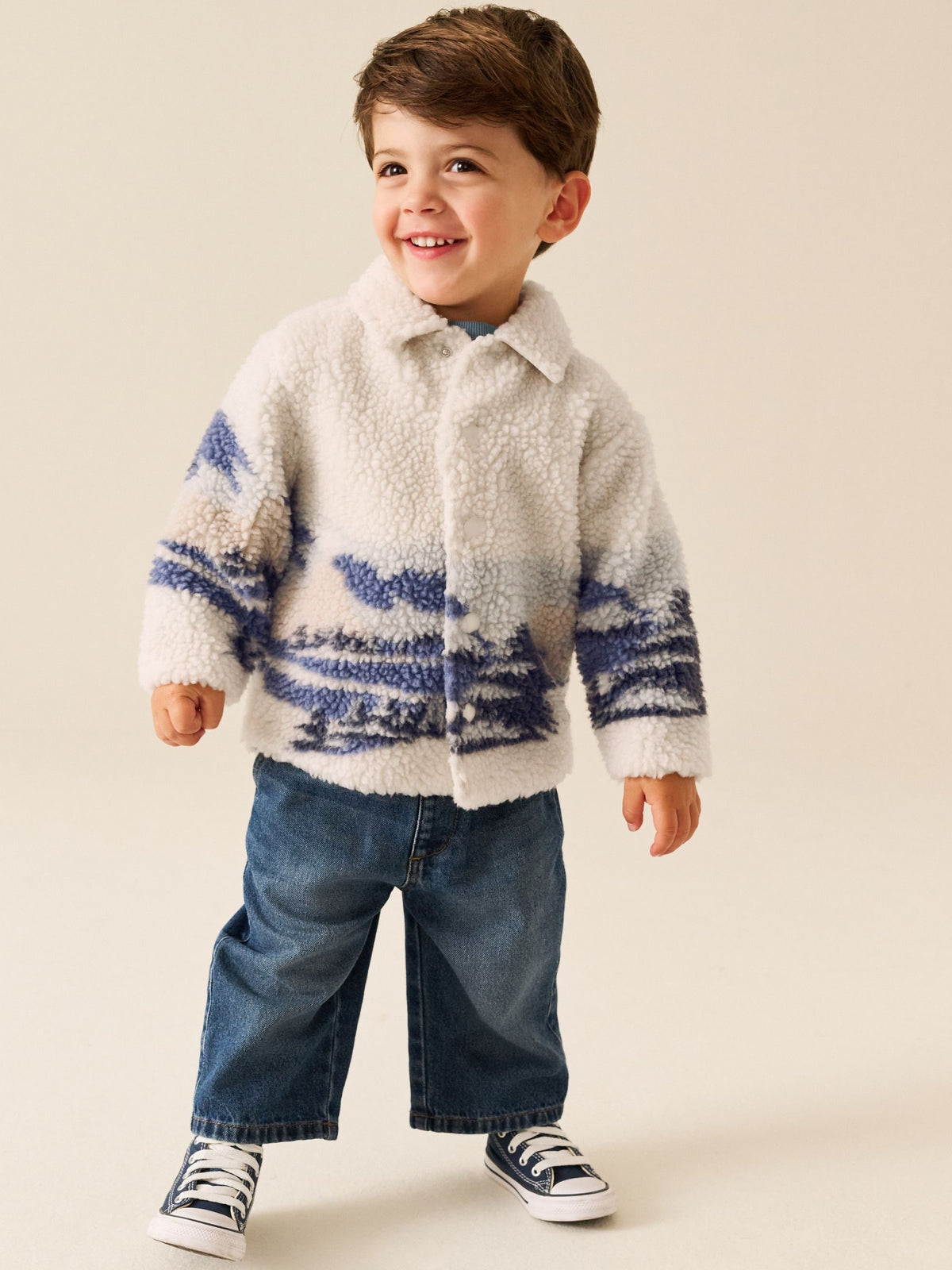Ecru Scene Borg Fleece Shacket (3mths-7yrs) - image 1