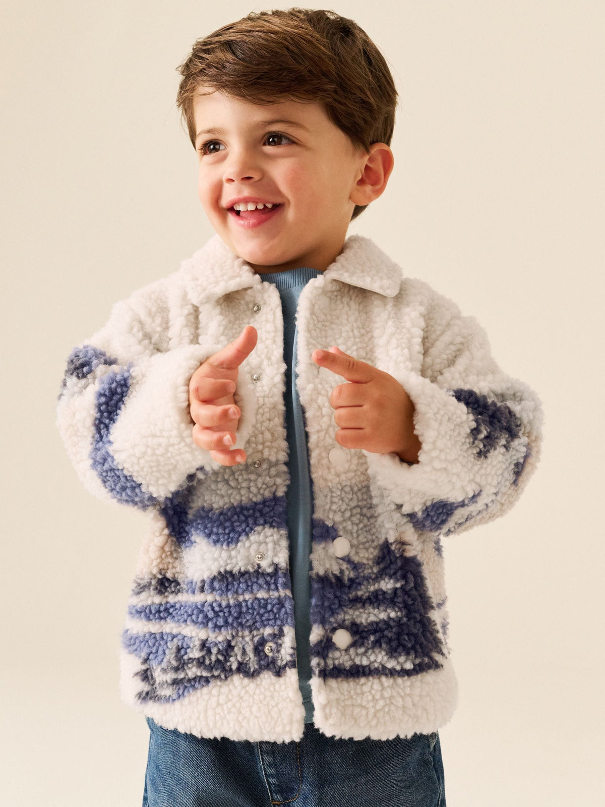 Ecru Scene Borg Fleece Shacket (3mths-7yrs) - image 2