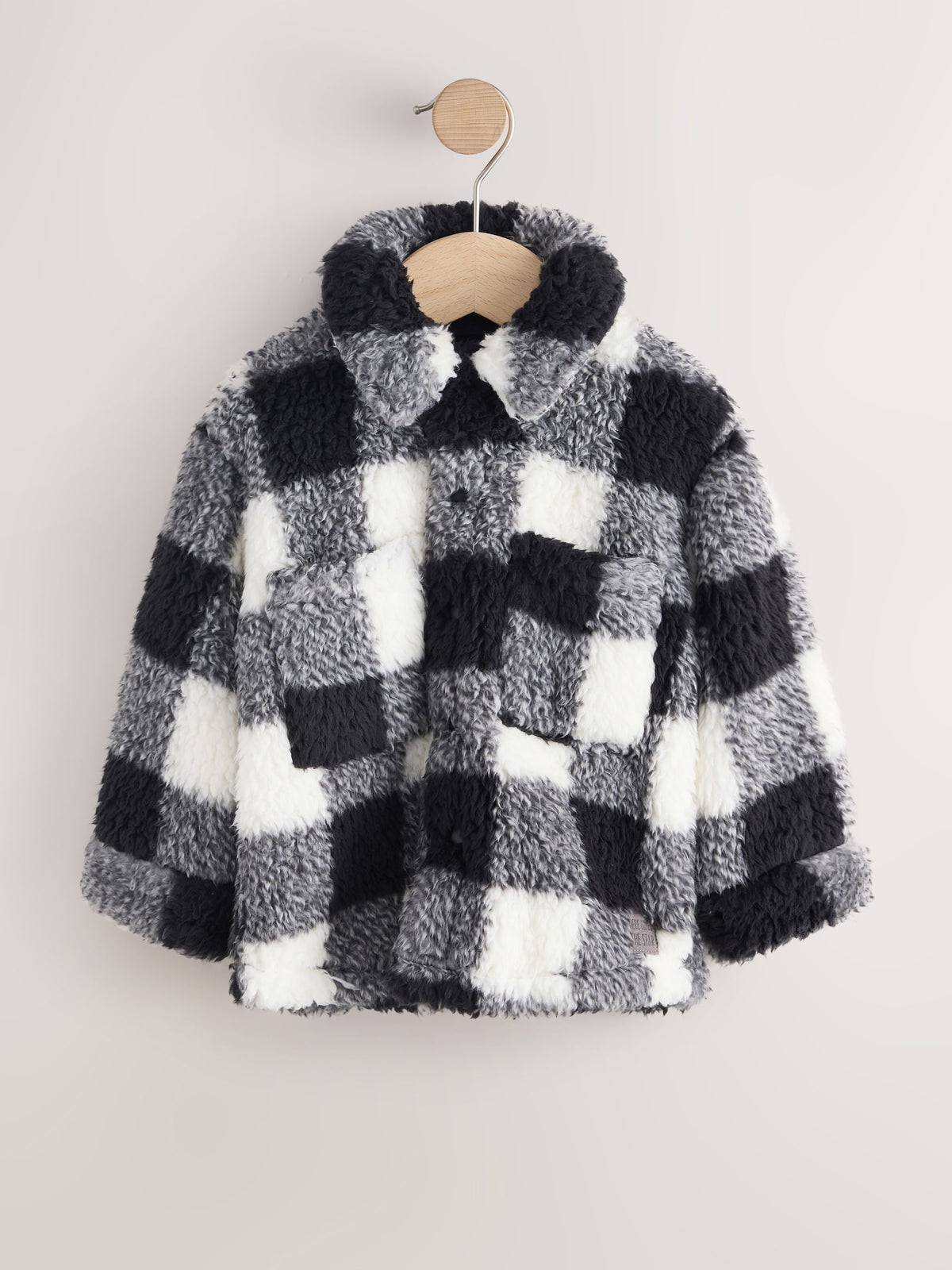 Dsiney Kidz - Black/White Check Borg Fleece Shacket (3mths-7yrs) image 1