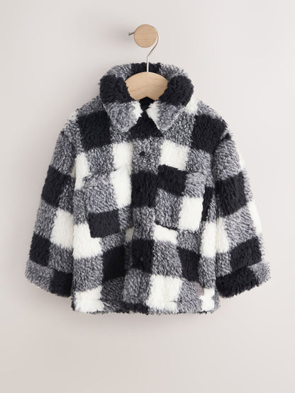 Dsiney Kidz - Black/White Check Borg Fleece Shacket (3mths-7yrs) image 1