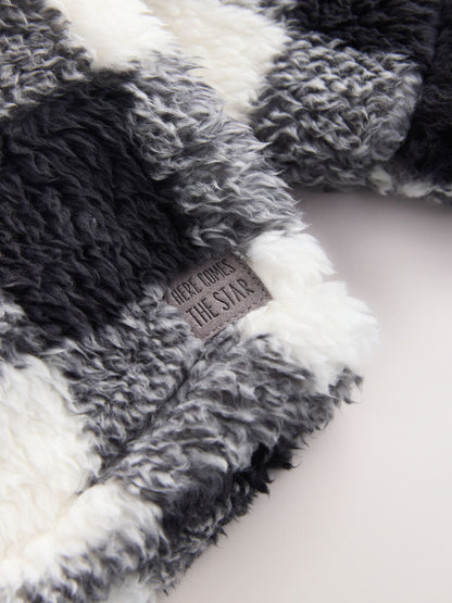 Dsiney Kidz - Black/White Check Borg Fleece Shacket (3mths-7yrs) image 3
