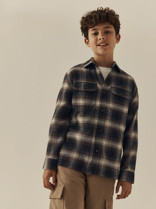 Dark Grey Long Sleeve Check Shirt (3-16yrs) - image 1