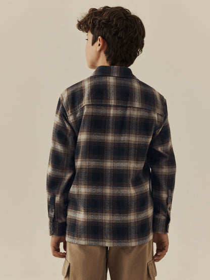 Dark Grey Long Sleeve Check Shirt (3-16yrs) - image 3