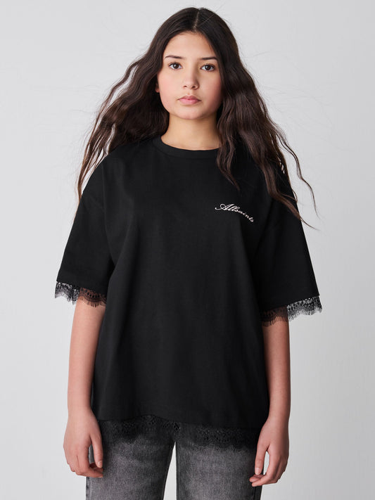 Dsiney Kidz - smALLSAINTS Black Lace Trim T-Shirt image 1