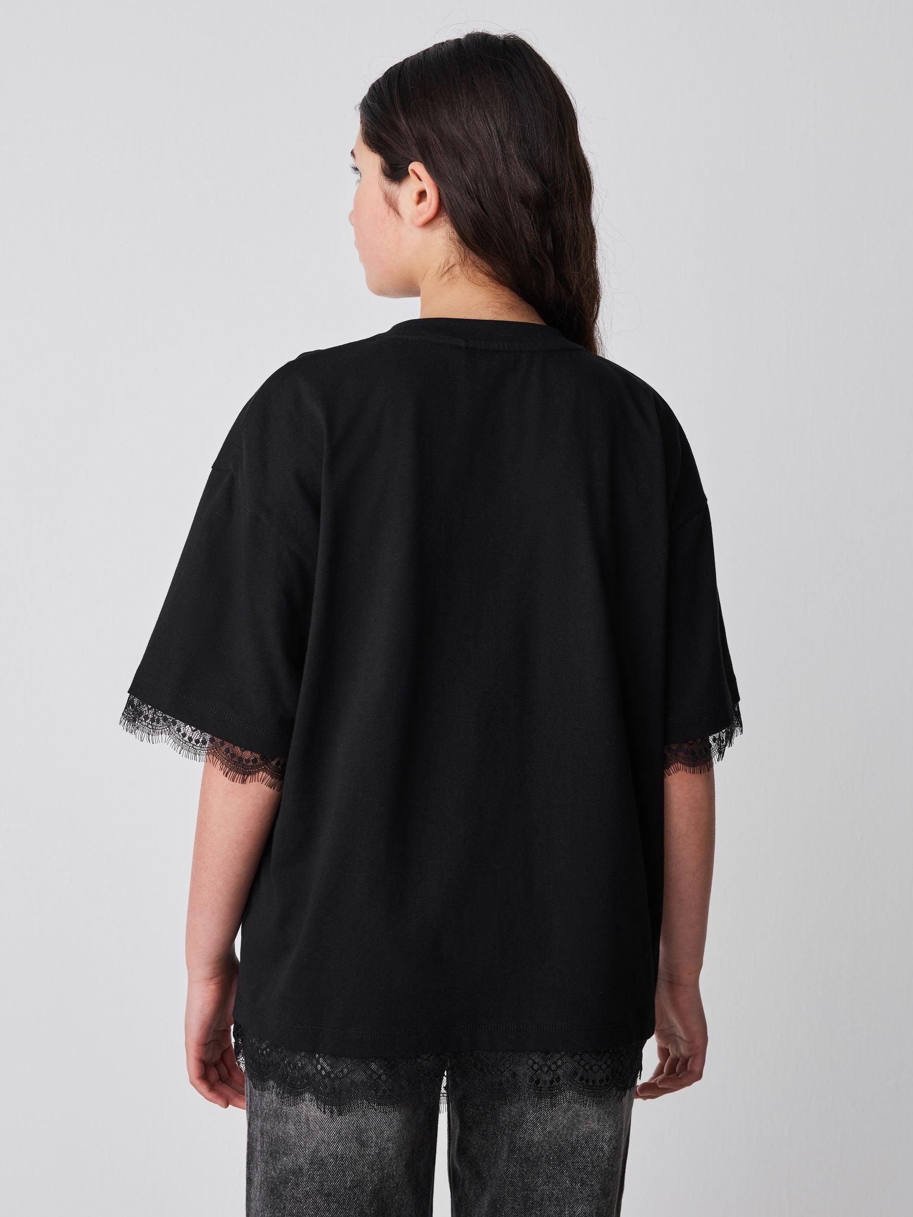Dsiney Kidz - smALLSAINTS Black Lace Trim T-Shirt image 2