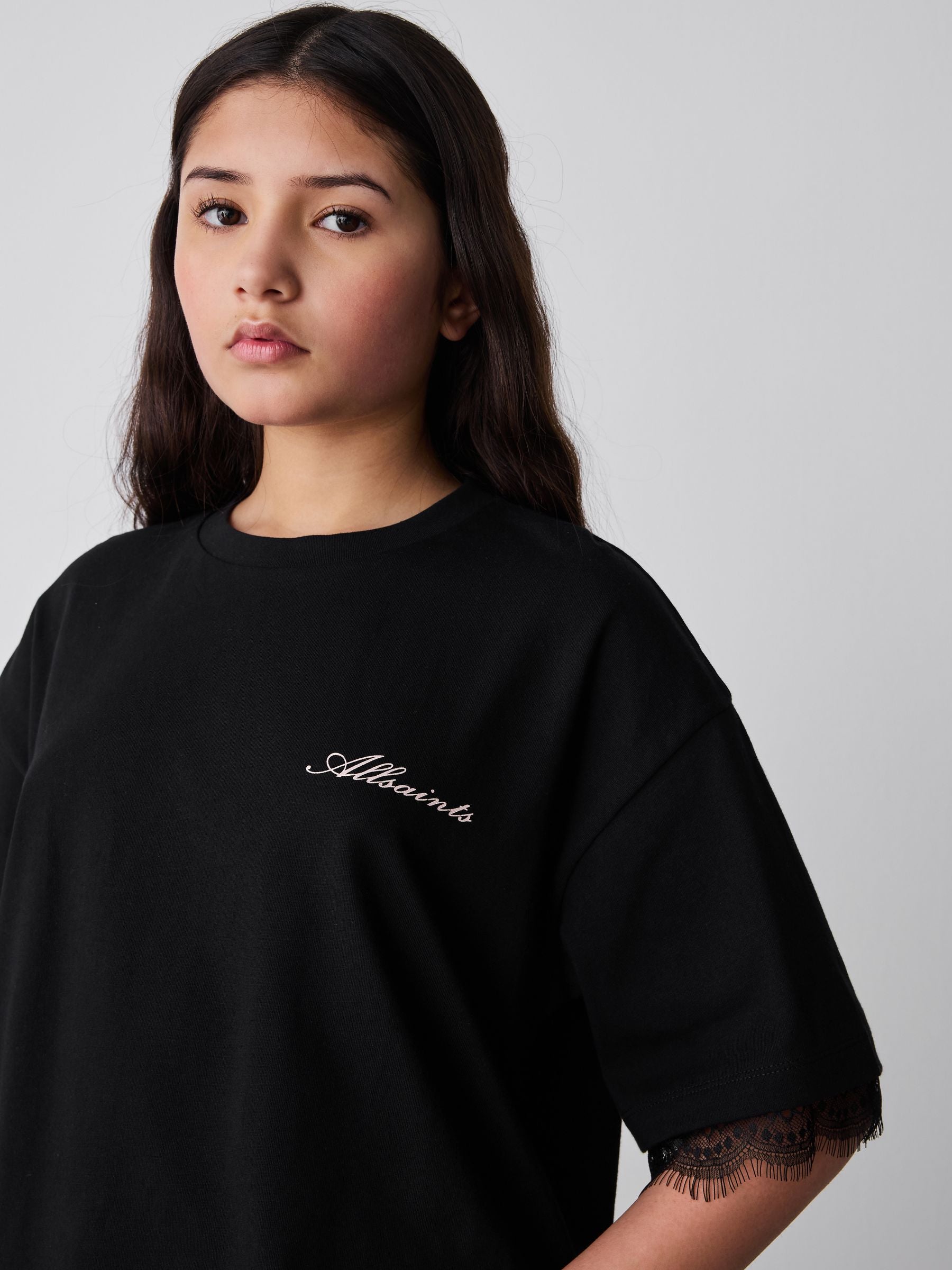 Dsiney Kidz - smALLSAINTS Black Lace Trim T-Shirt image 3