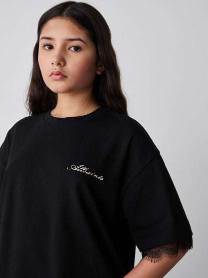 Dsiney Kidz - smALLSAINTS Black Lace Trim T-Shirt image 3
