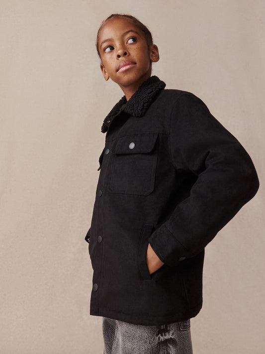 Black Borg Lined Faux Suede Shacket (3-16yrs) - image 1