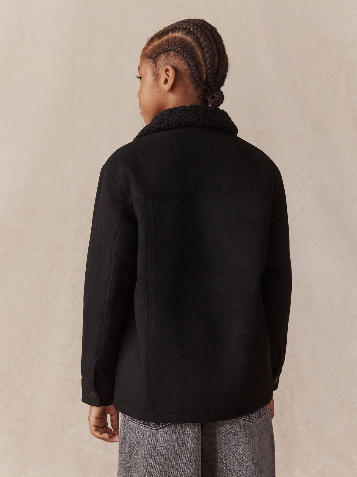 Black Borg Lined Faux Suede Shacket (3-16yrs) - image 4