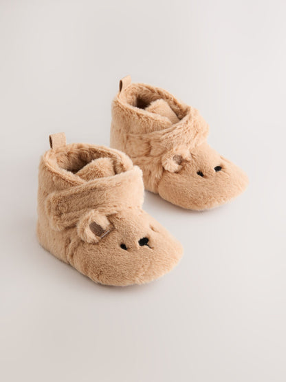 Tan Brown Bear Baby Slipper Wrap Boots (0-2mths) image 1