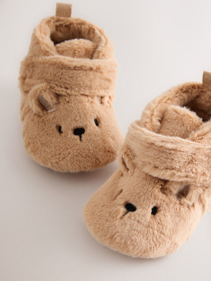 Tan Brown Bear Baby Slipper Wrap Boots (0-2mths) image 3