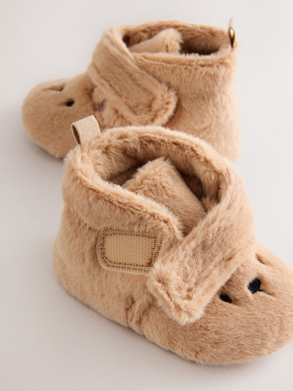 Tan Brown Bear Baby Slipper Wrap Boots (0-2mths) image 4