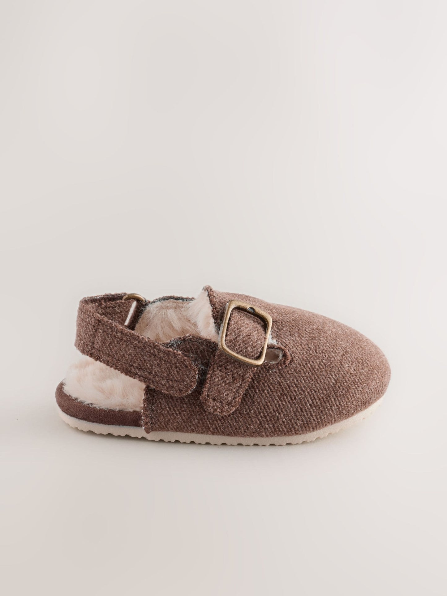 Chocolate Brown Baby Touch Fastening Fur lined Clog (0-2mths) image 2