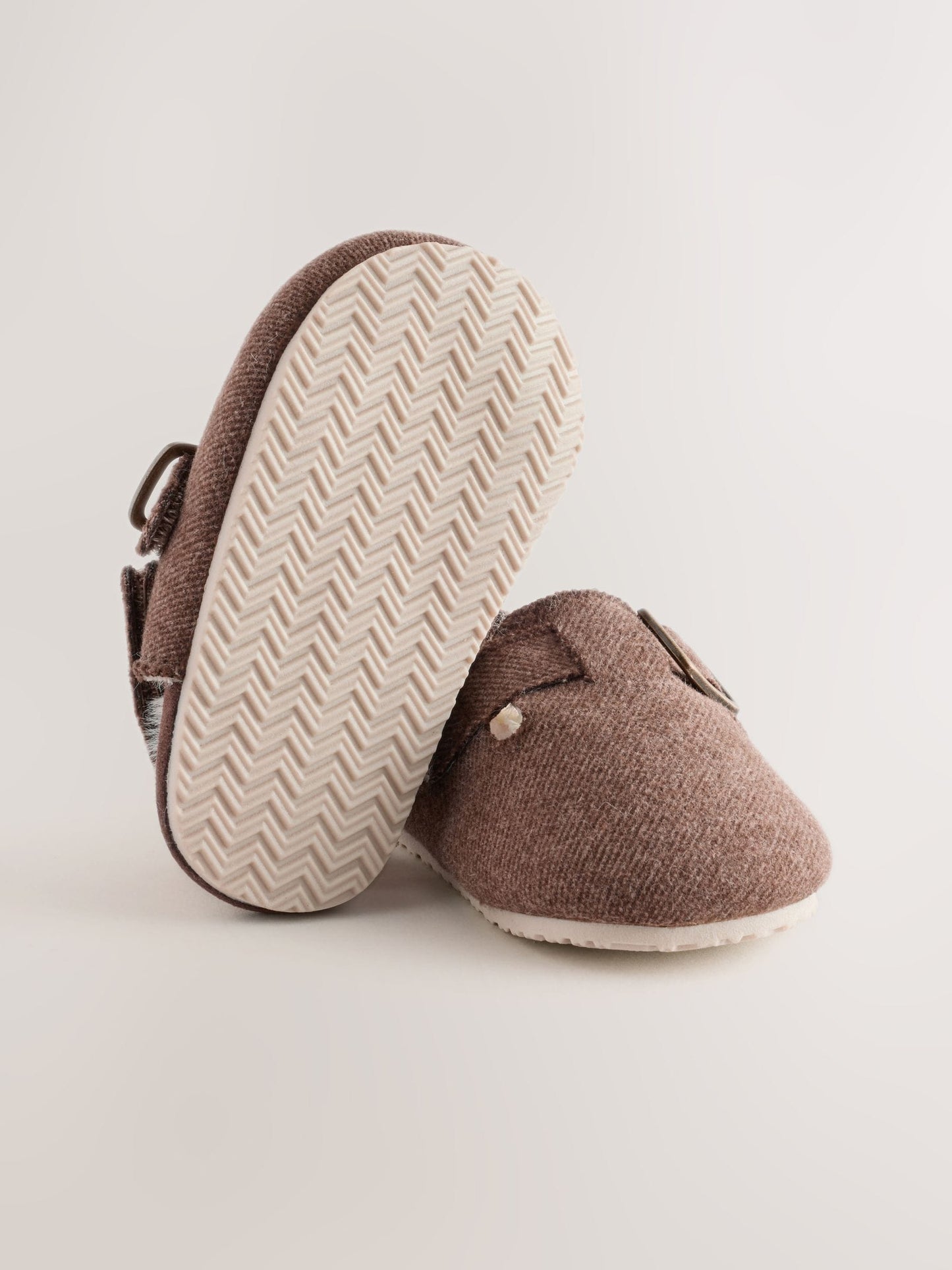 Chocolate Brown Baby Touch Fastening Fur lined Clog (0-2mths) image 3