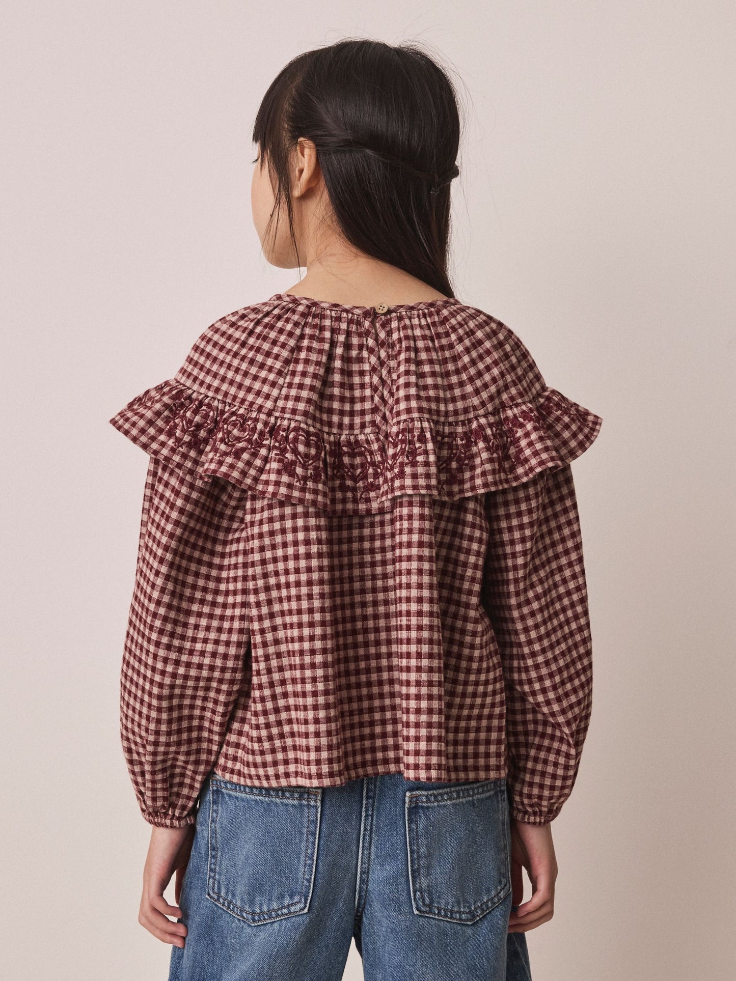 Dsiney Kidz - Chocolate Brown Check Ruffle Blouse (3-16yrs) image 3