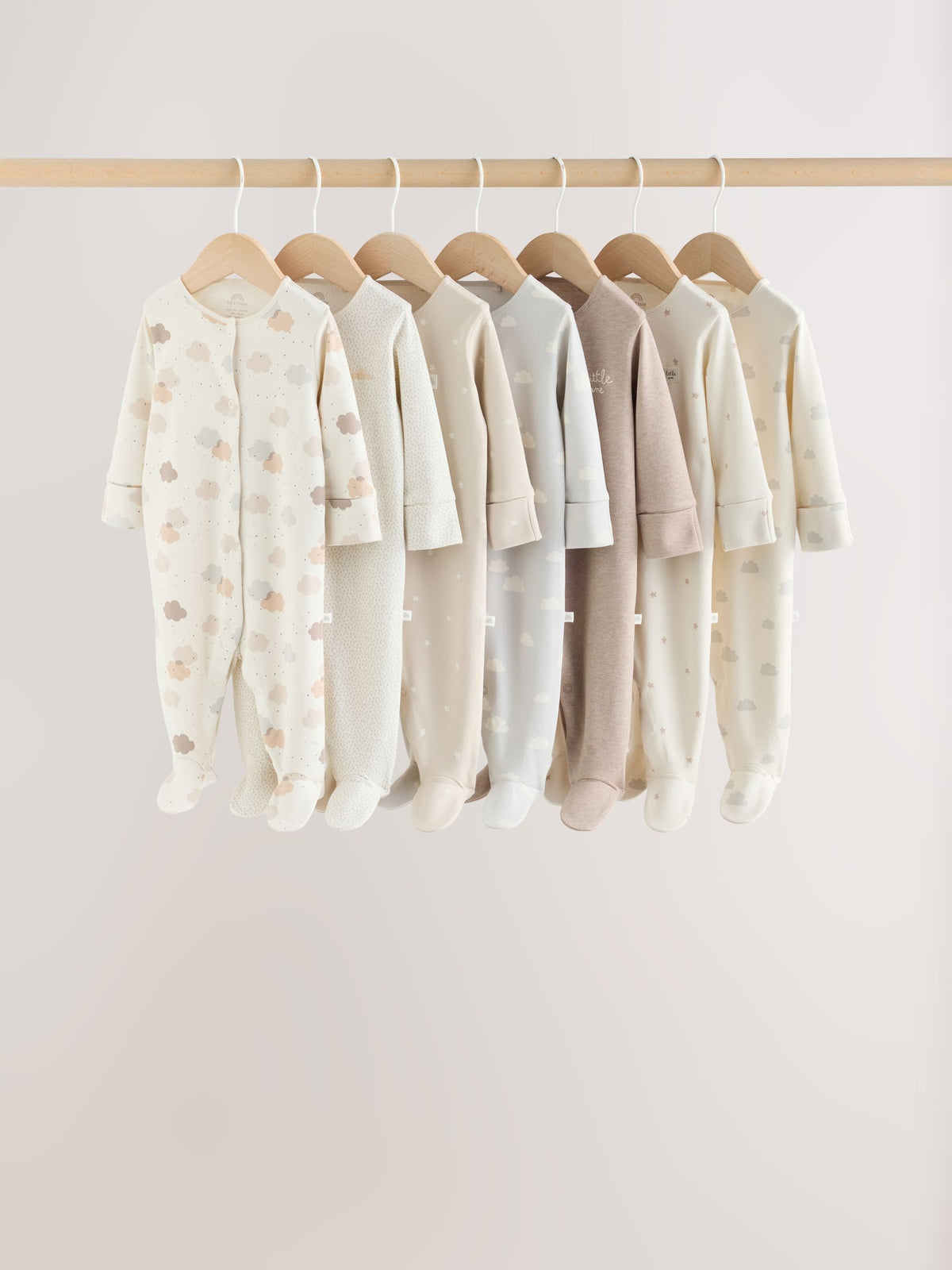 Neutral Cloud Baby Sleepsuits 7 Pack (0-2yrs) - image 1