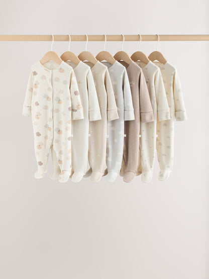 Neutral Cloud Baby Sleepsuits 7 Pack (0-2yrs) - image 1