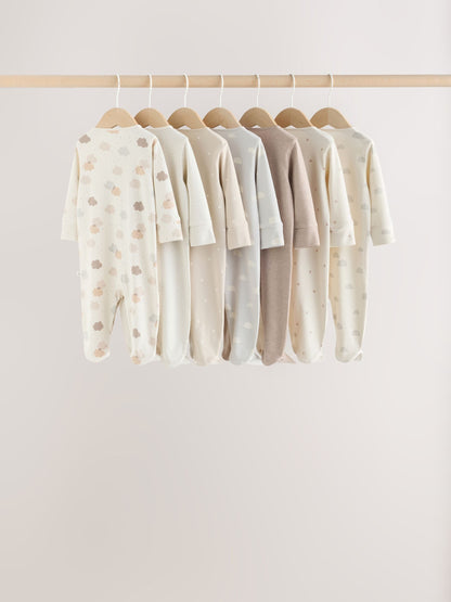 Neutral Cloud Baby Sleepsuits 7 Pack (0-2yrs) - image 2
