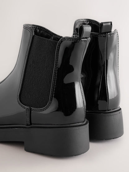 Black Patent Wide Fit (G) Chelsea Ankle Boots image 4