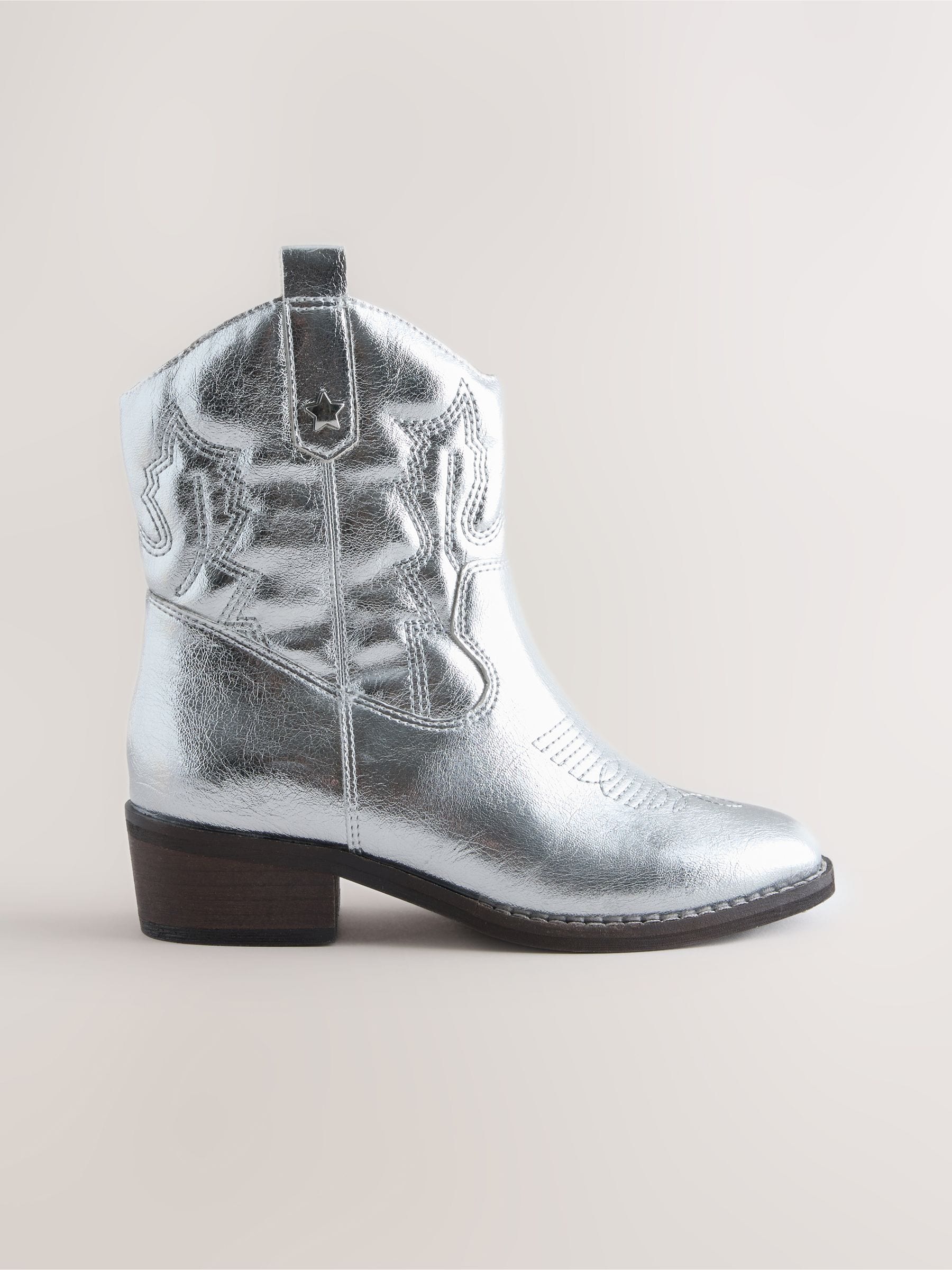Silver Western Ankle Boots image 2
