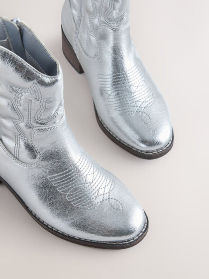 Silver Western Ankle Boots image 3