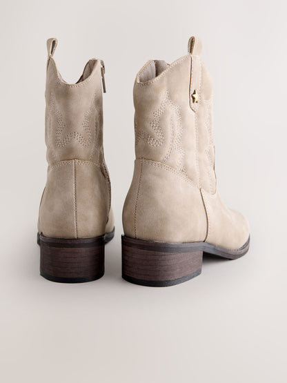 Mink Brown Faux Suede Western Ankle Boots image 5