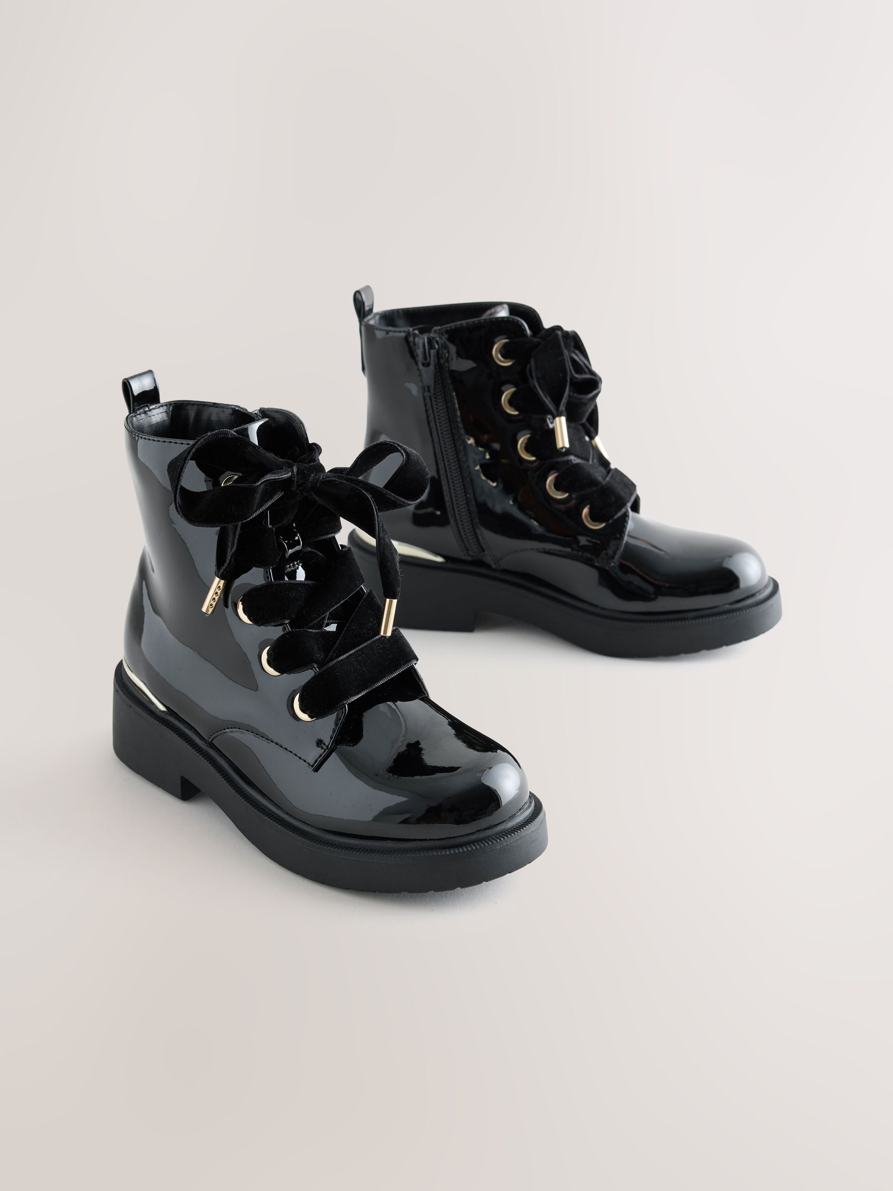 Black Patent Ankle Bow Boots image 1