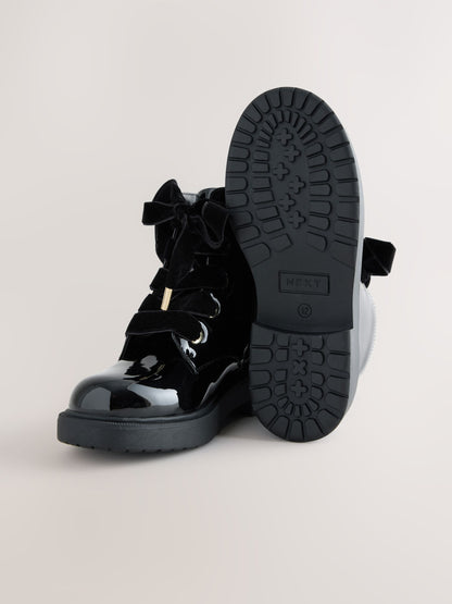 Black Patent Ankle Bow Boots image 3