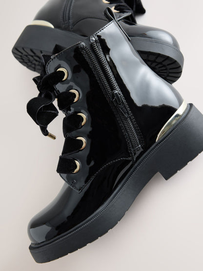 Black Patent Ankle Bow Boots image 5