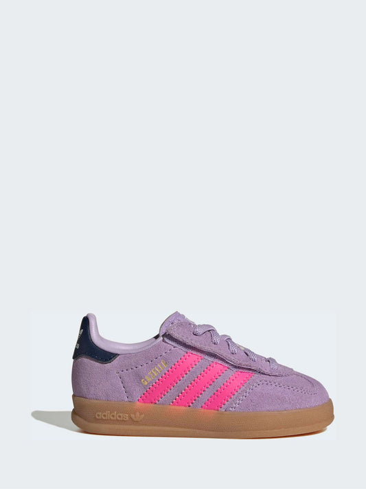 adidas Pink/Purple Gazelle Indoor Elastic Lace Infant Trainers image 1