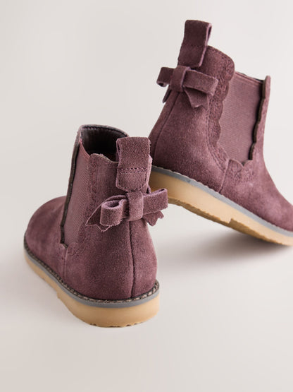 Dsiney Kidz - Brown Suede Bow Detail Chelsea Ankle Boots image 4