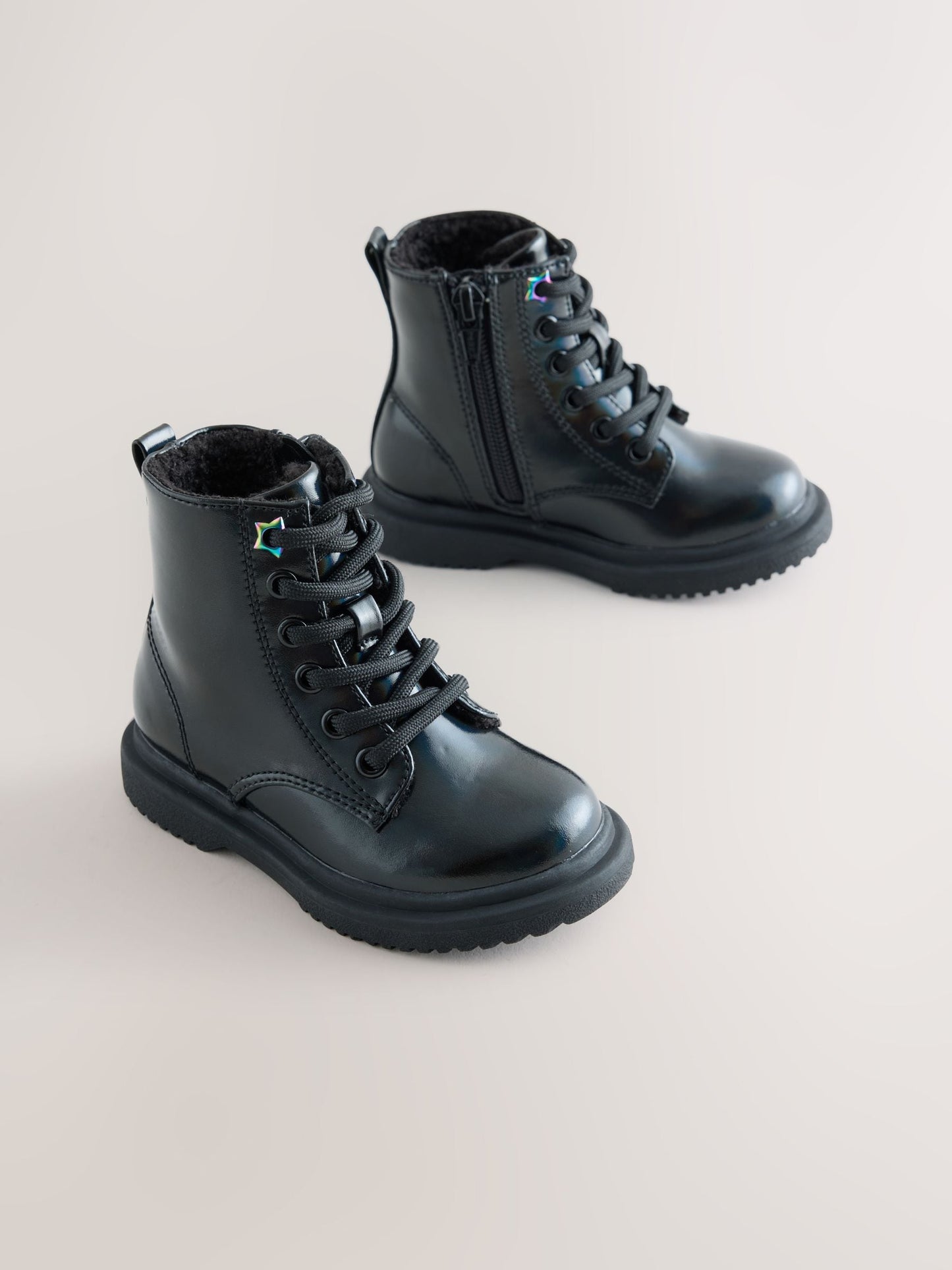Black Wide Fit (G) Lace Up Ankle Boots image 1