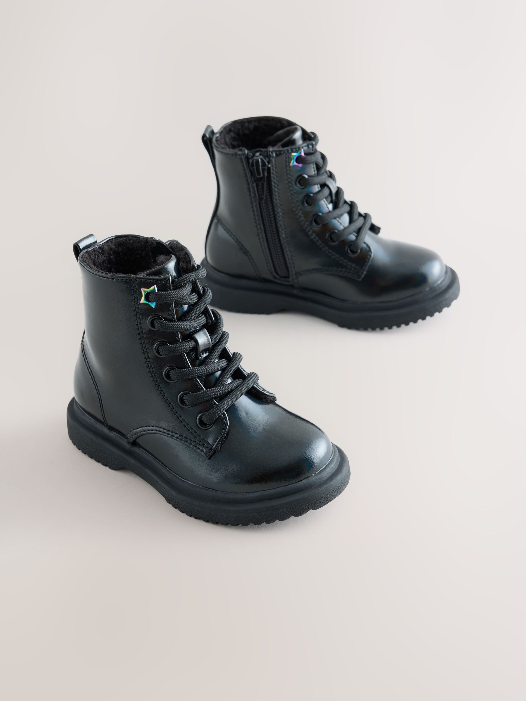 Black Wide Fit (G) Lace Up Ankle Boots image 1