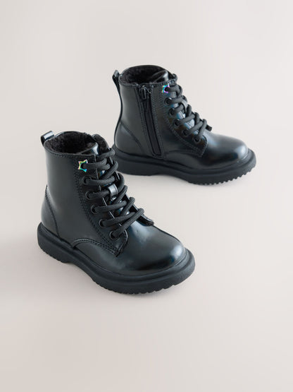 Black Wide Fit (G) Lace Up Ankle Boots image 1