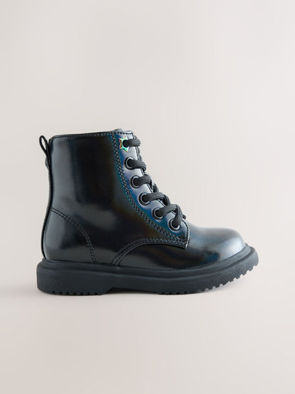 Black Wide Fit (G) Lace Up Ankle Boots image 2