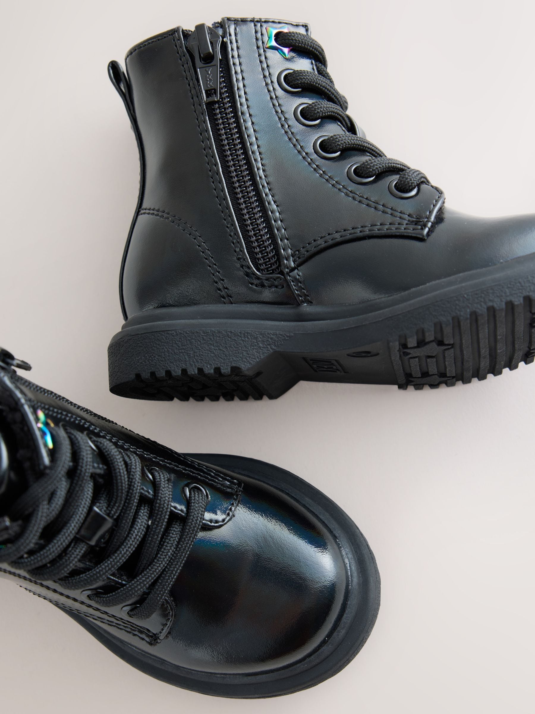 Black Wide Fit (G) Lace Up Ankle Boots image 3