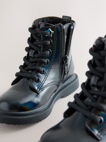 Black Wide Fit (G) Lace Up Ankle Boots image 5
