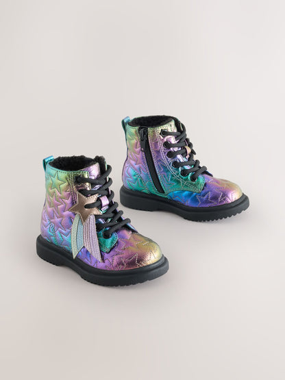 Dsiney Kidz - Multi Rainbow Wide Fit (G) Lace Up Ankle Boots image 1