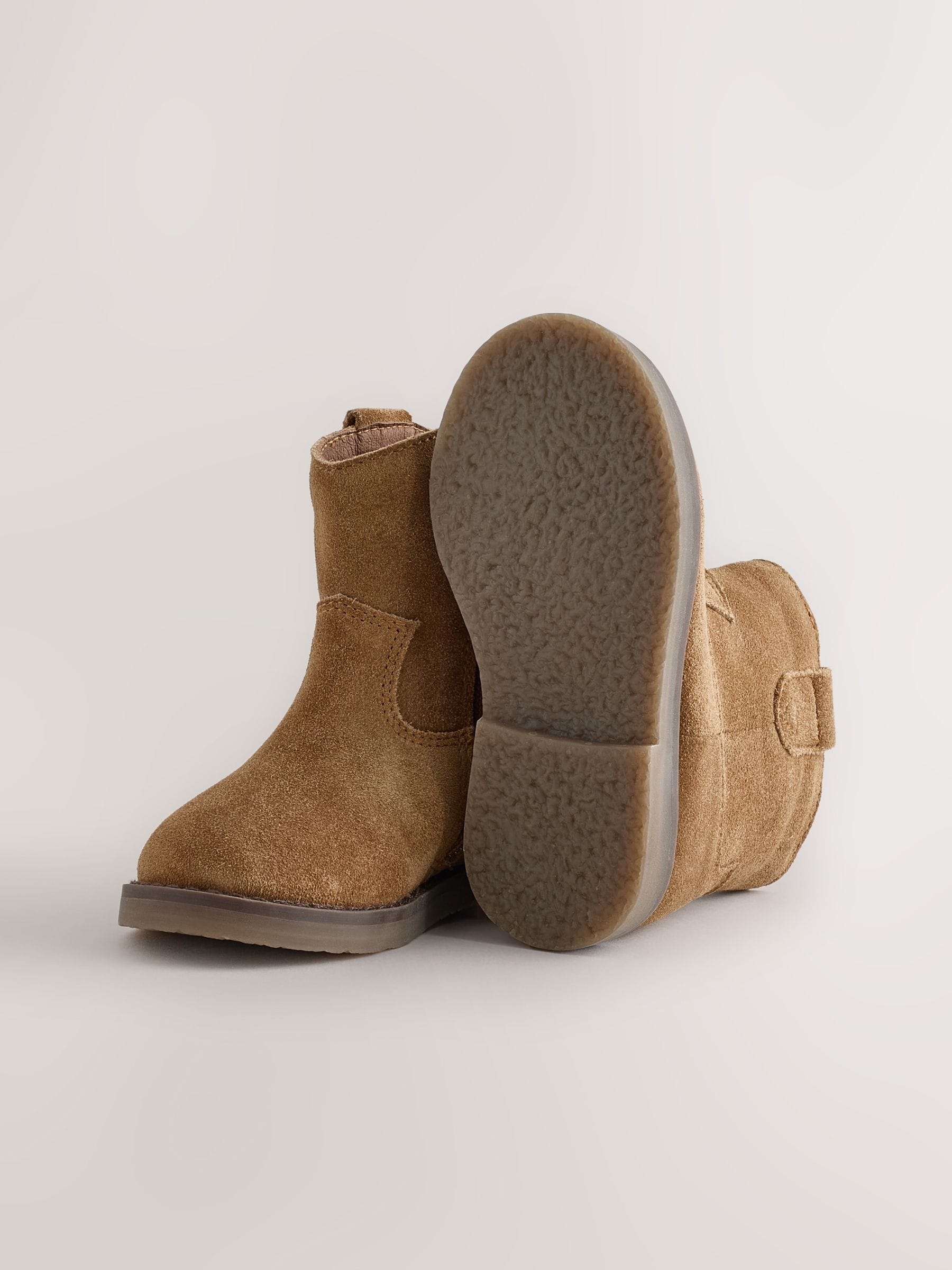 Suede Tan Brown Standard Fit (F) Western Ankle Boots image 4