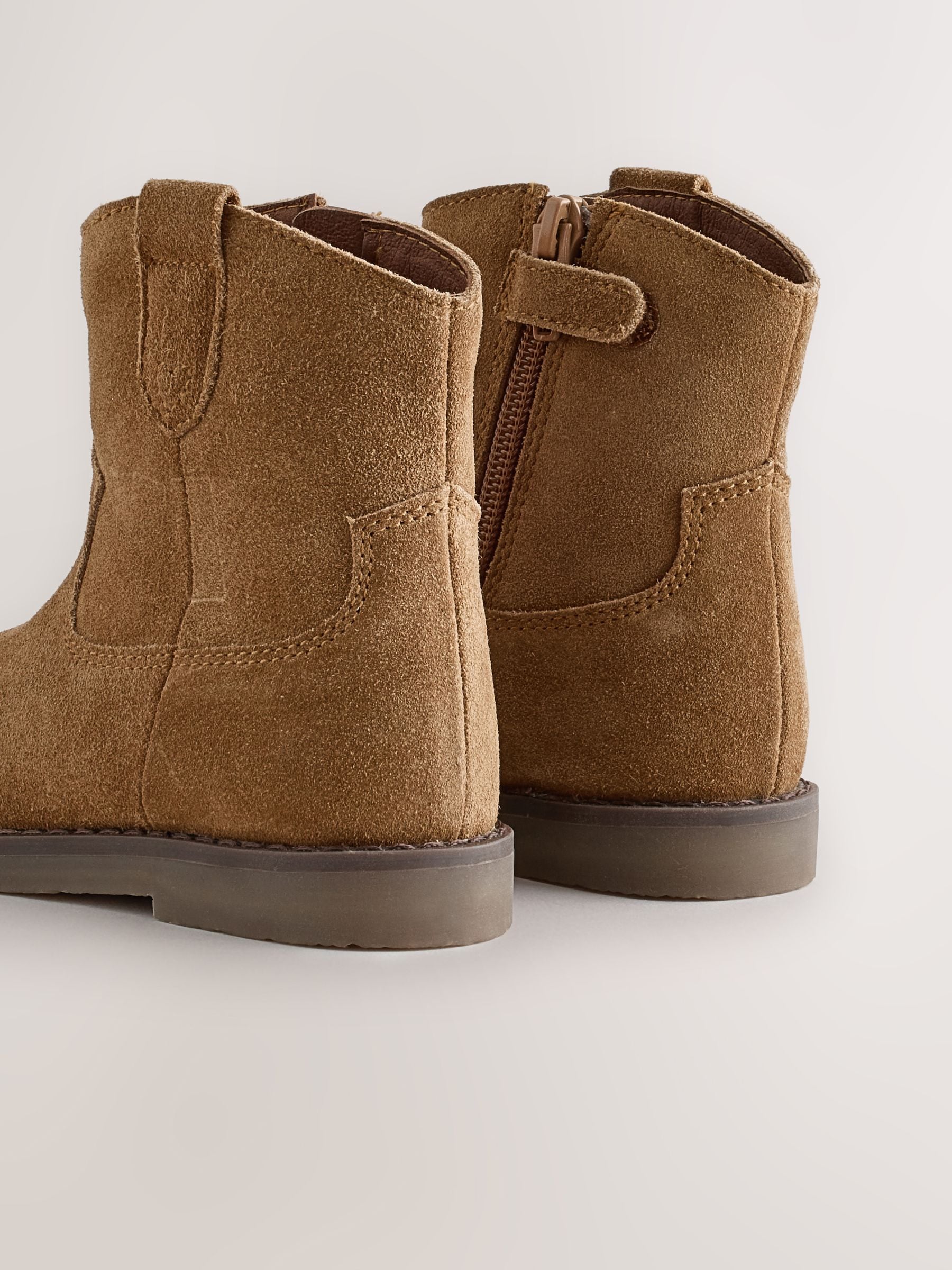 Suede Tan Brown Standard Fit (F) Western Ankle Boots image 5