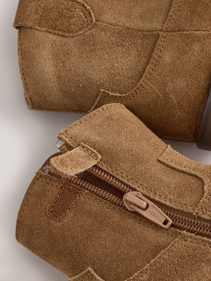 Suede Tan Brown Standard Fit (F) Western Ankle Boots image 6