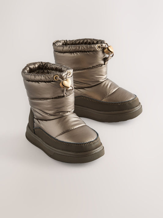 Bronze Quilted Waterproof Pull On Boots - image 1