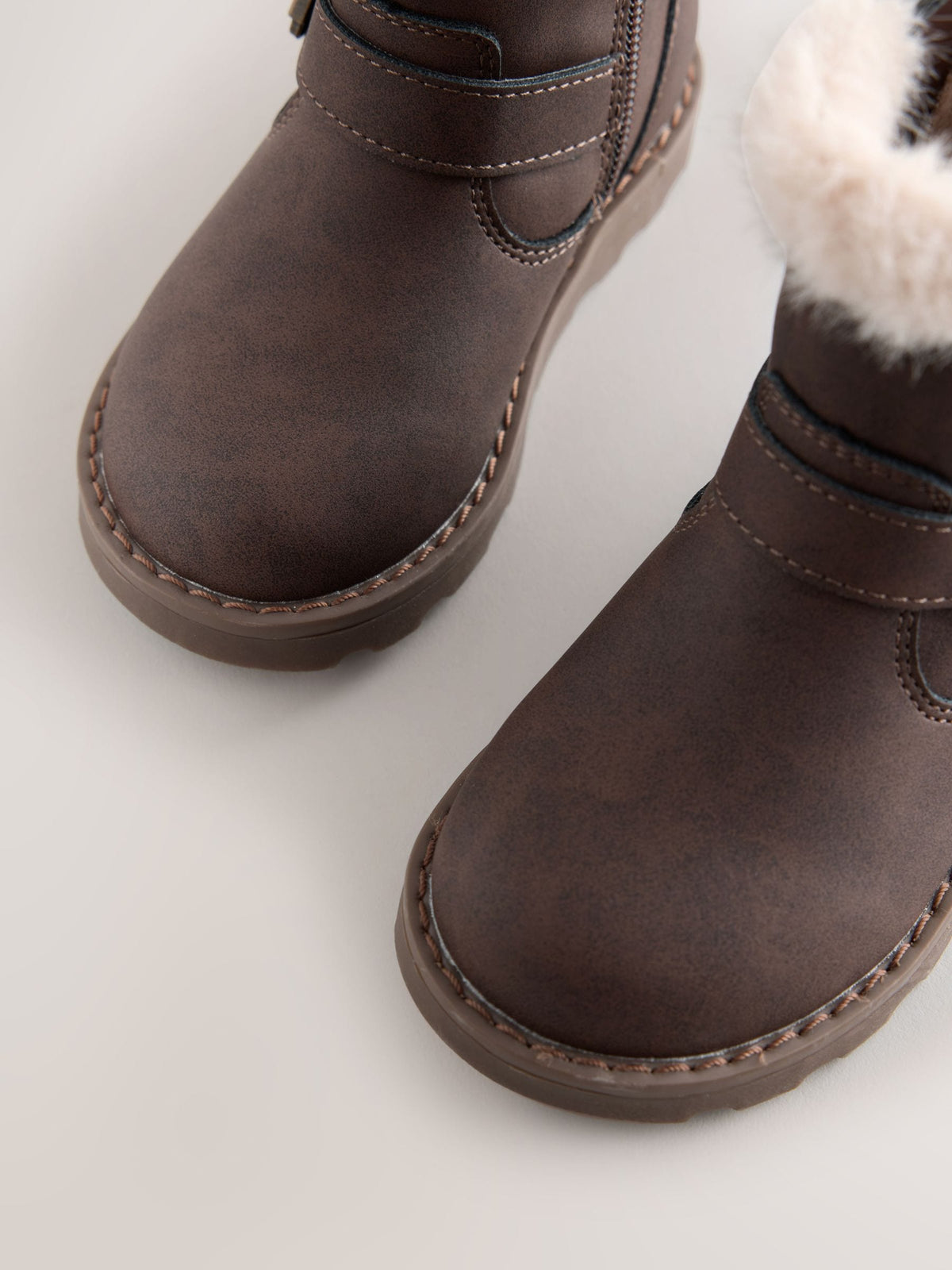 Chocolate Brown Fur Lined Buckle Boots - image 3