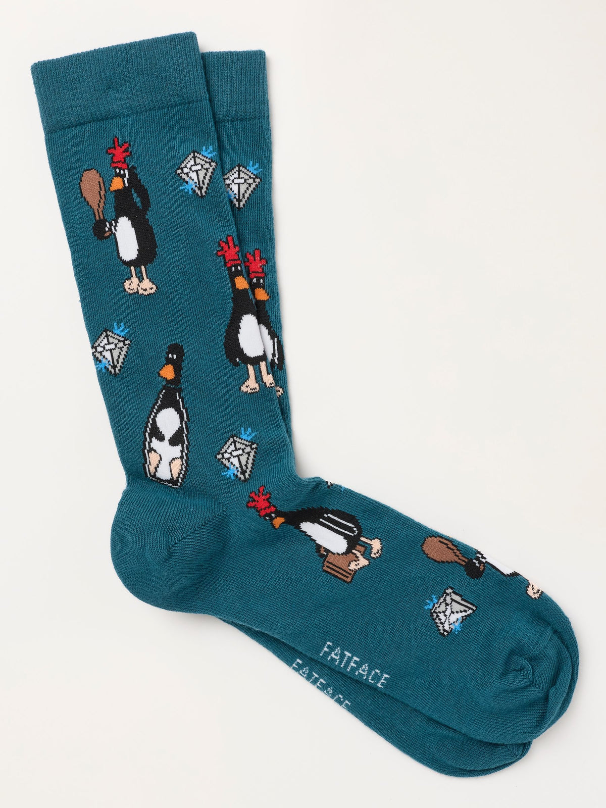 FatFace Teal Blue Feathers McGraw Socks - image 1