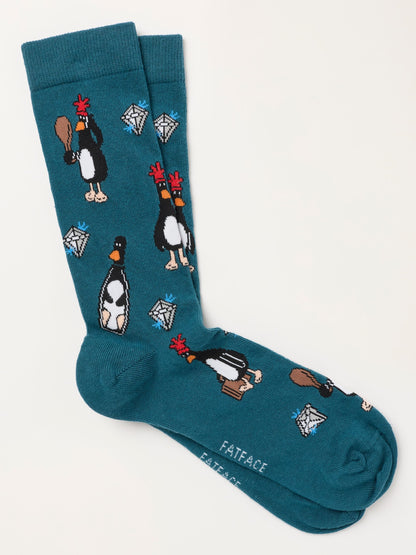 FatFace Teal Blue Feathers McGraw Socks - image 1