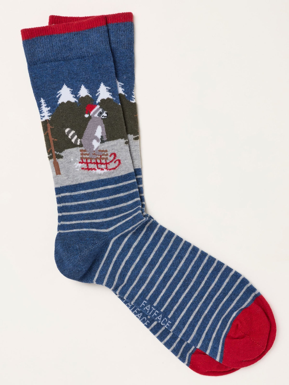 FatFace Navy Sled Racoon Christmas Socks - image 1