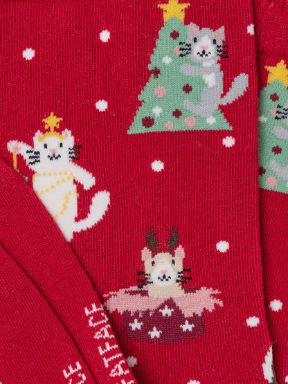 FatFace Red Christmas Cats Socks - image 2