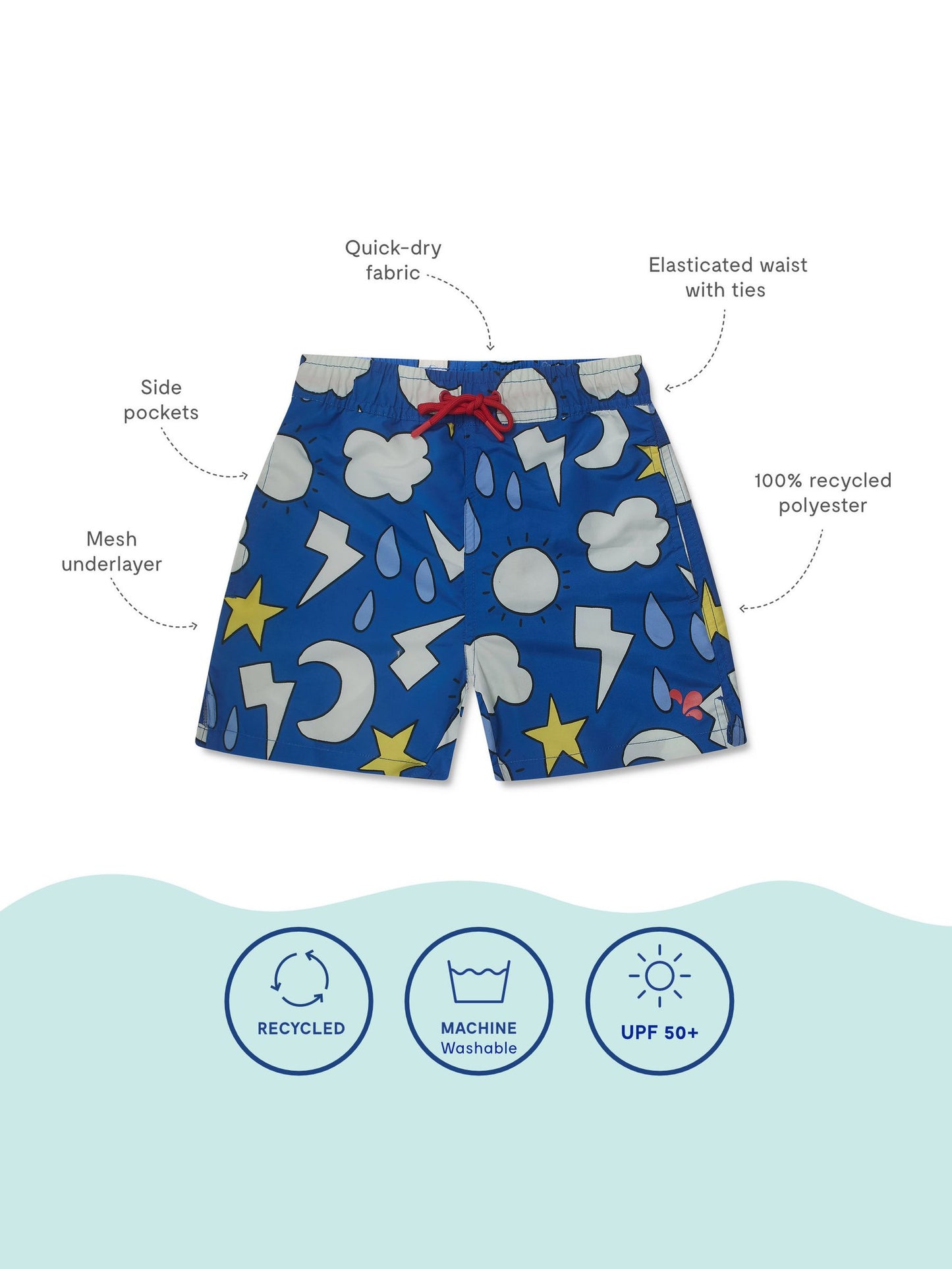 Muddy Puddles Blue UV Protective Swim Shorts image 3